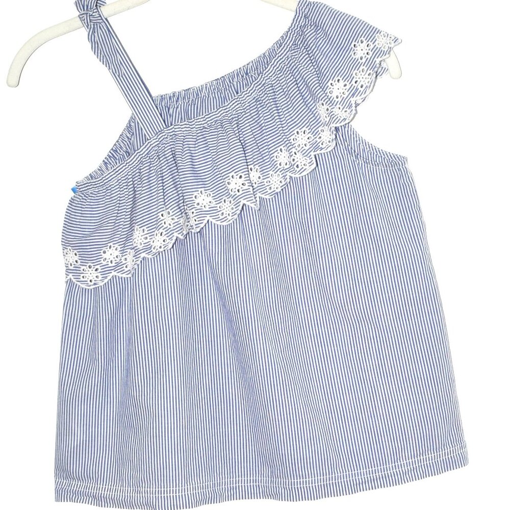 Cat & Jack Eyelet One Shoulder Ruffle Tank Top Blouse - Large (10/12)
